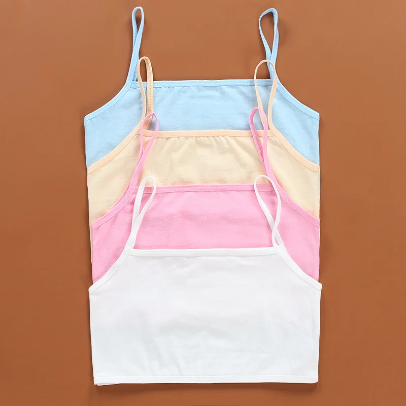 

3Pc/Lot Kids Underwear 100% Cotton Girls Tank Top Candy Color Undershirt Girls Singlet Baby Camisole Bra Tops Sport