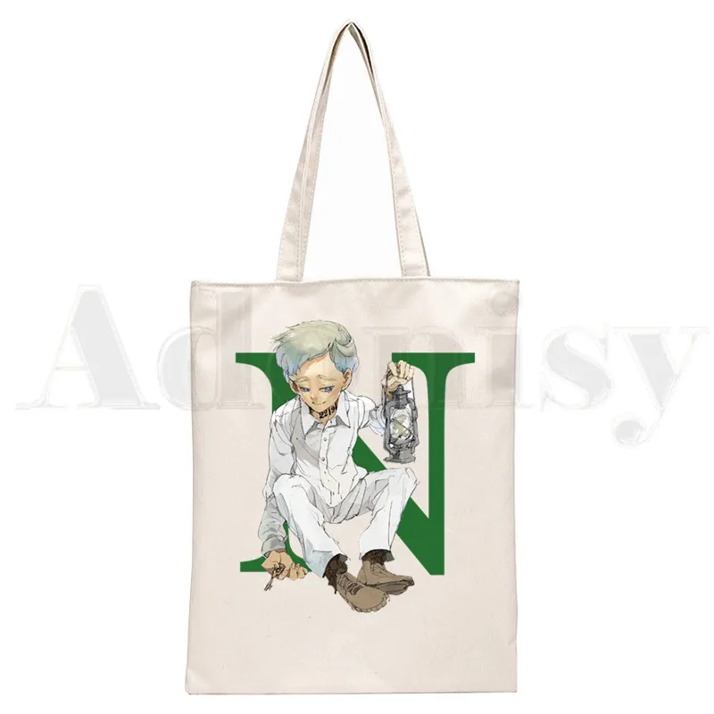 Yakusoku No Promised Neverland Emma Norman Ray Graphic Cartoon Print Shopping Bags Girls Fashion Casual Pacakge Hand Bag