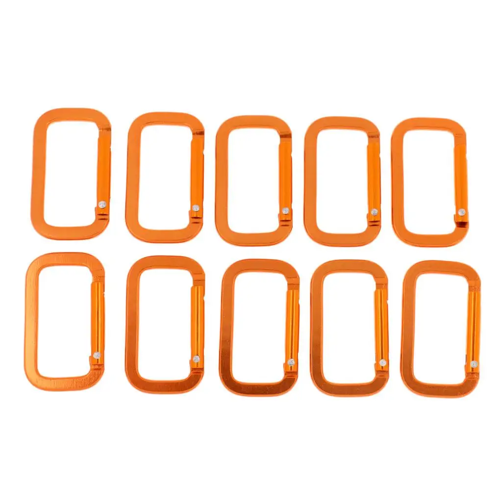 

10 Pieces Rectangle Alloy Carabiner Climbing Backpack Camping Hiking Water Bottle Hooks Clips Keychain