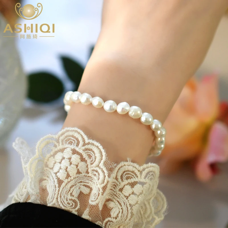 

ASHIQI Natural Freshwater Baroque Pearl Bracelets Fashion Jewelry Gifts for Women New Trend