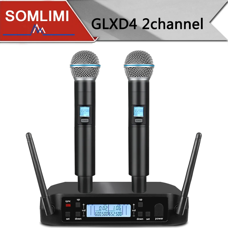 

SOM GLX4 600-699mhz High Quality Professional Dual Wireless Microphone System stage performances Dynamic 2 Channel 2 Handhelds