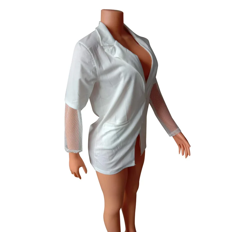 Hollow Transparent Sleeve Blazer Solid Colors V-Neck Single Breasted Casual Office Blazer 2023 Summer New Fashion Street Jackets