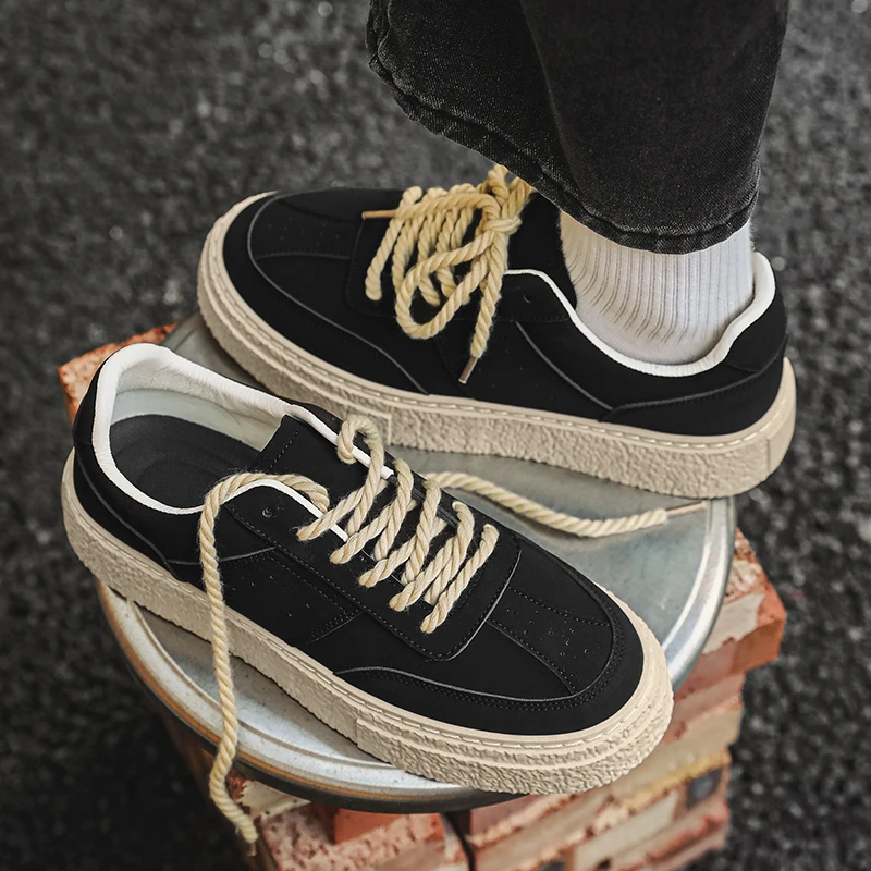 

Кроссовки мужские с круглым носком, Вулканизированная подошва, удобные нескользящие дышащие нишевые, Повседневная универсальная спортивная обувь в стиле ретро