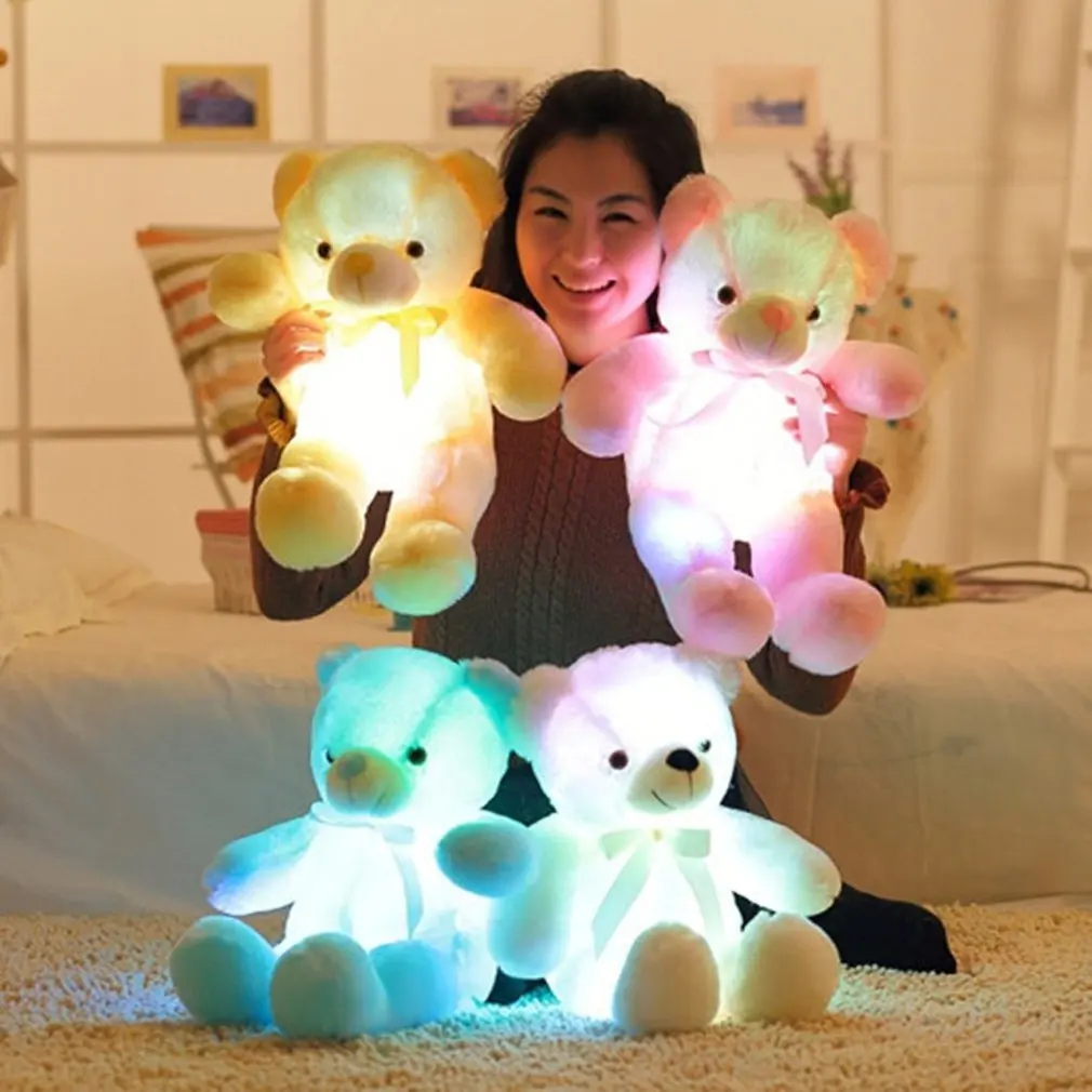 

30CM Colorful Glowing Teddy Bear Luminous Plush Toys LED Bear Stuffed Plush Doll Toy Teddy Bear Lovely Gifts for Kids