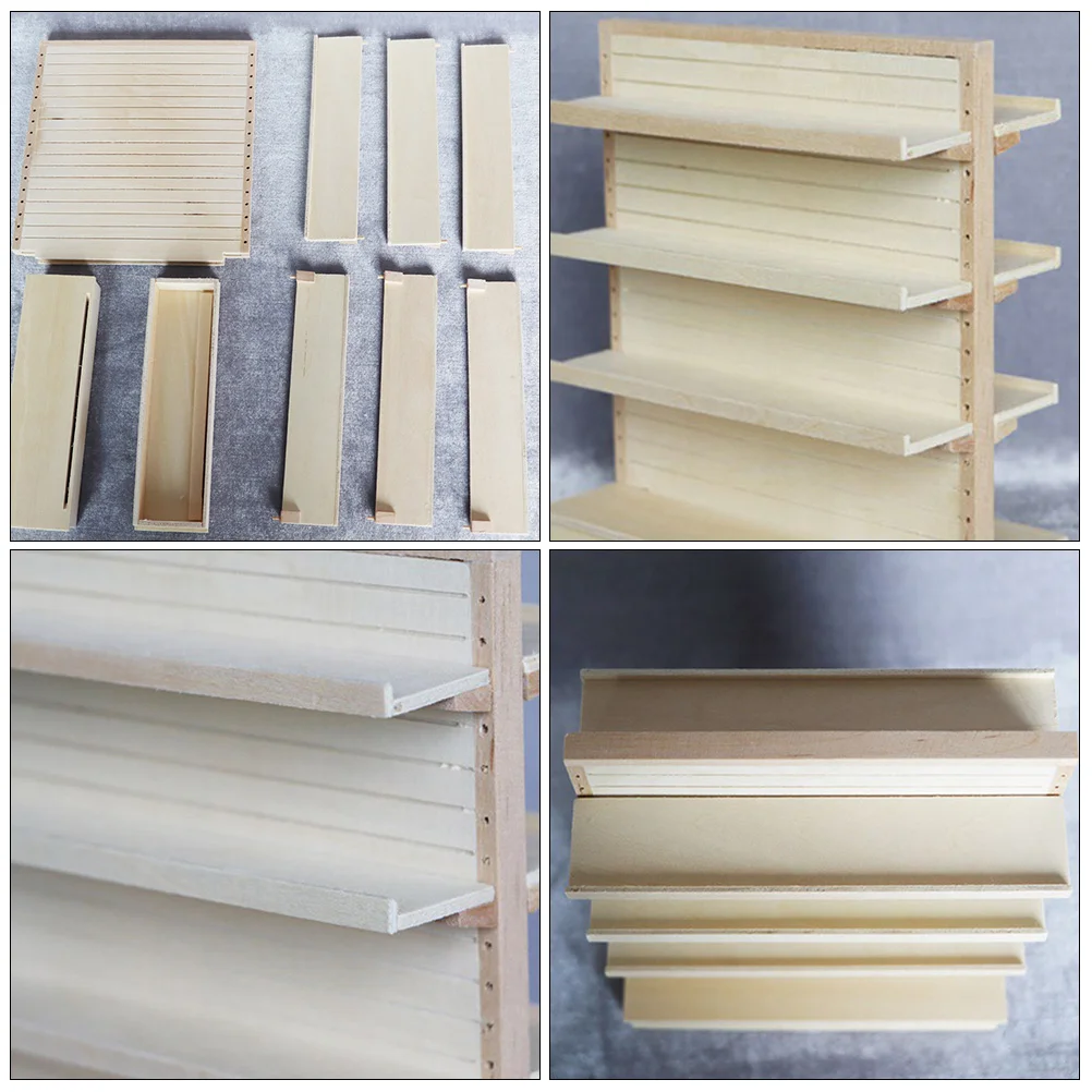 

4 Pcs Wooden Book Shelves Ornaments Mini House Furniture Model Adornment Supplies