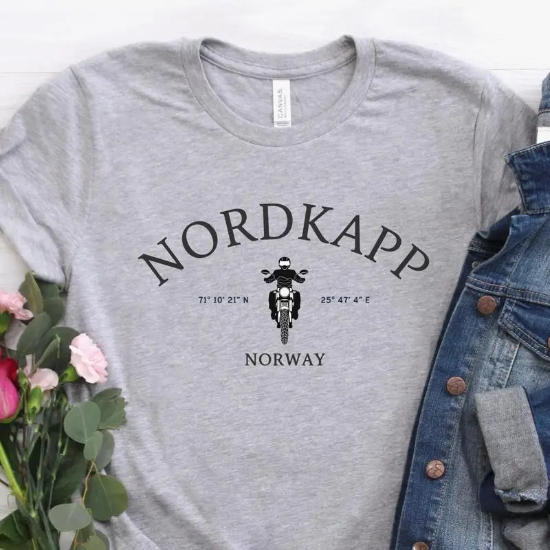 Фото Футболка Nordkapp, футболка с изображением Северной Капы (Норвегия), одежда в скандинавском стиле, мягкая и удобная футболка Norge, унисекс №1