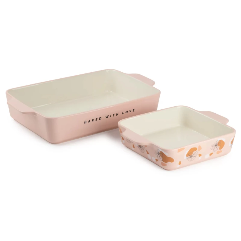 

Stoneware Square & Rectangular Baker, Pink, 2-Piece Set