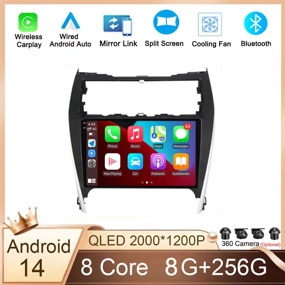 10-дюймовый автомобильный радиоприемник Android 14 для Toyota Camry 2012-2017 автомобильное