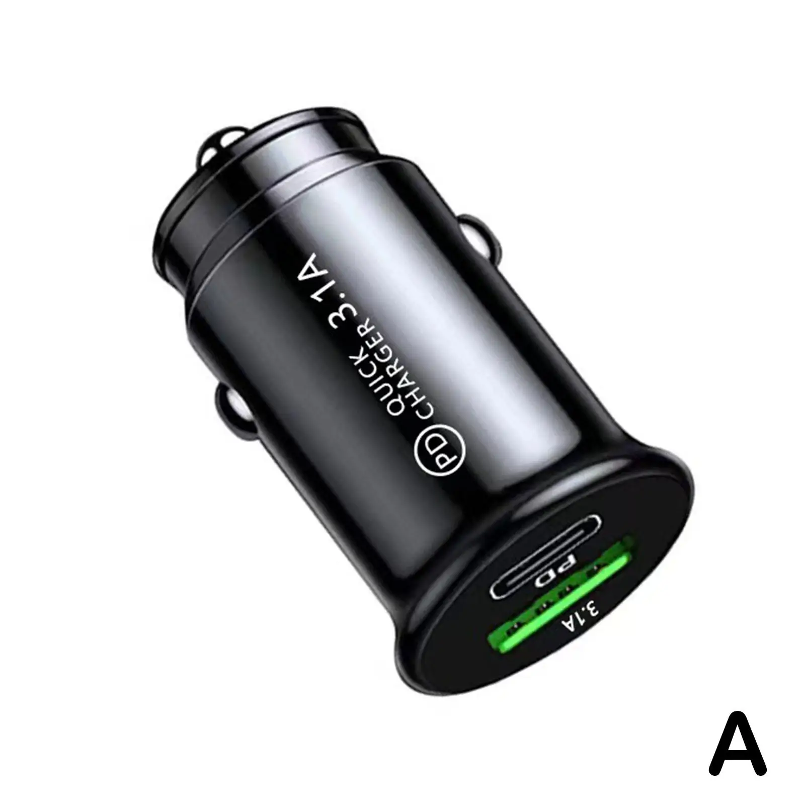 

Быстрая зарядка QC3.0 автомобильное зарядное устройство W/ 20W PD USB Type C для телефона в слоте для автомобильного прикуривателя-белая/черная мини-форма
