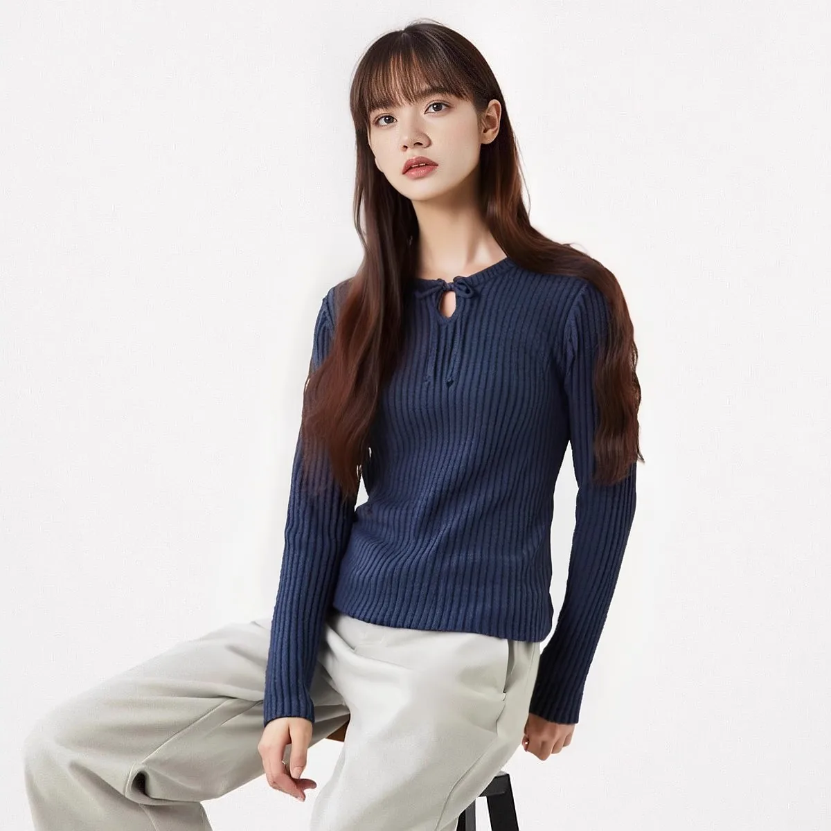 Женская одежда You Official Cooperation вязаный свитер с длинными рукавами и круглым