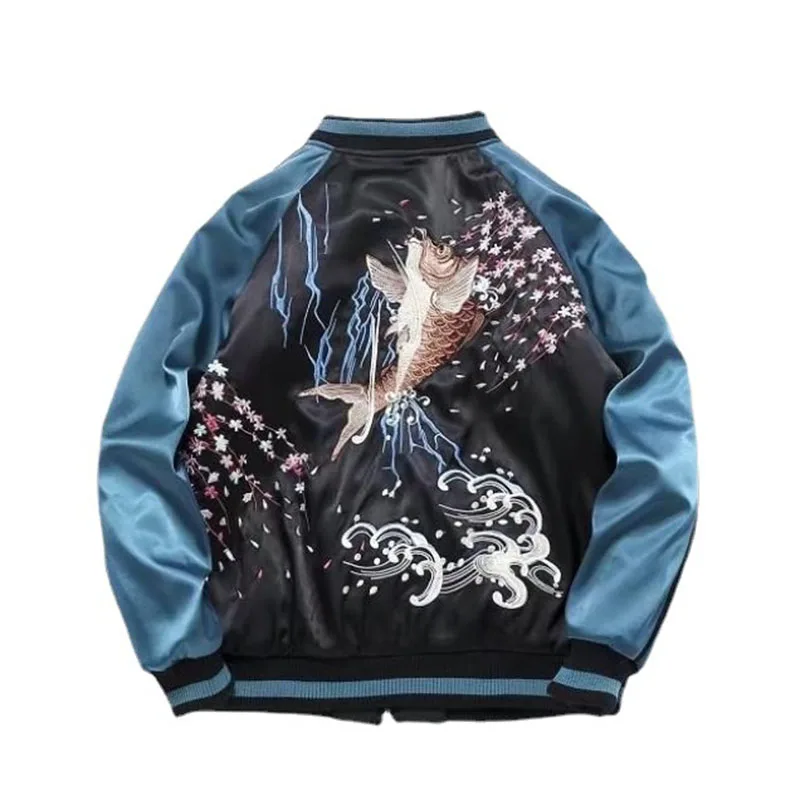 

Quilted Satin Bomber Jacket Women Men Yokosuka Sukajan Crane Embroidery Coat Hiphop Boys Harajuku Clothing 2022 Autumn Winter