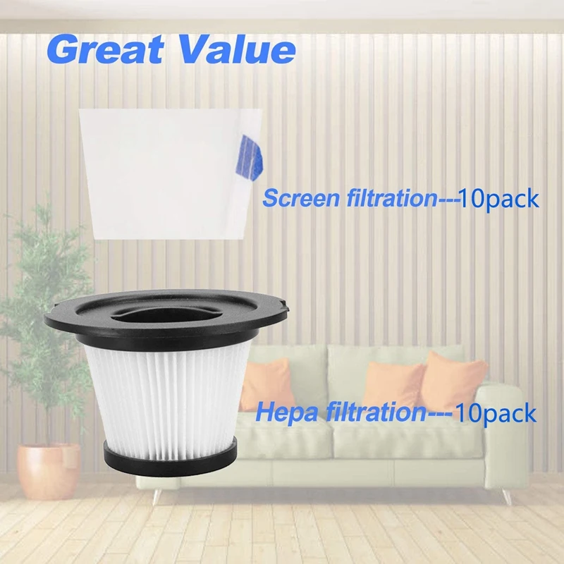 Аксессуары для беспроводного пылесоса комплект из 10 сменных фильтров HEPA MOOSOO K17