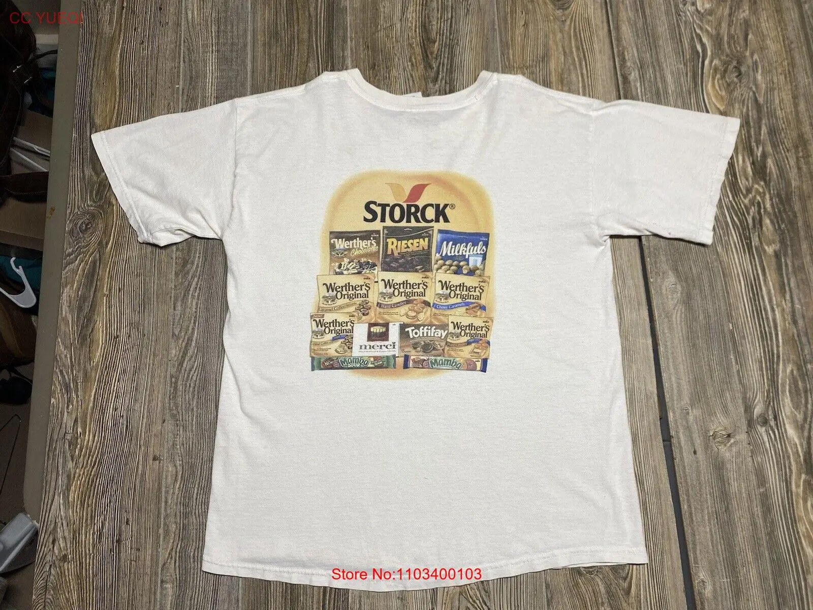 Винтажная мужская рубашка Werthers L White Candy Promo Storck США 90-х годов