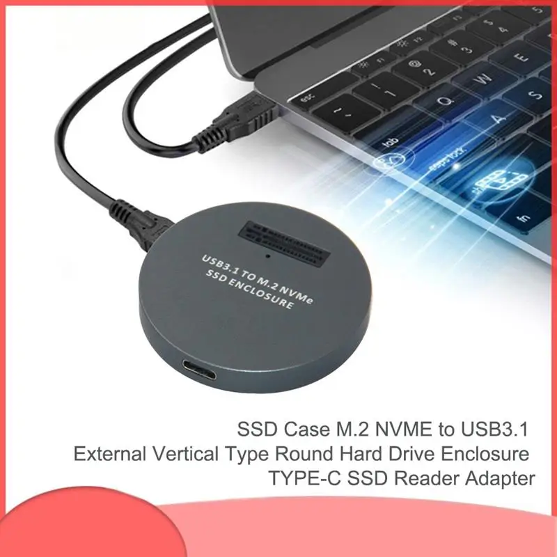 

Чехол для SSD M.2 NVME на USB3.1 внешний вертикальный круглый корпус для жесткого диска Type-C адаптер