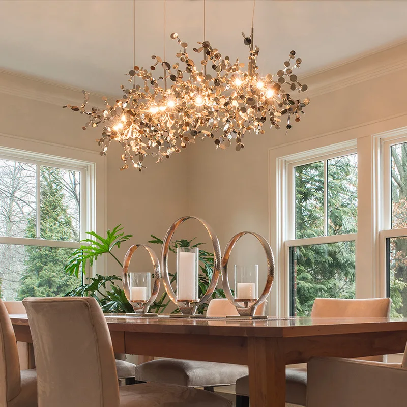 

Modern Creative LED Pendant Lamp Stainless Steel Lampshade Dining Room LED Pendant Lights Furniture Home Indoor Decor Lighting