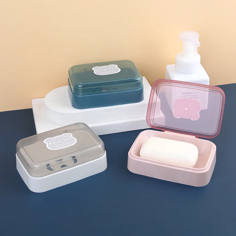 

Bathroom Portable Flip Soap Dispenser Free Punch With Lid Drain Rack Soap Dispenser Travel Multifunctional Durable Soaps Dishes