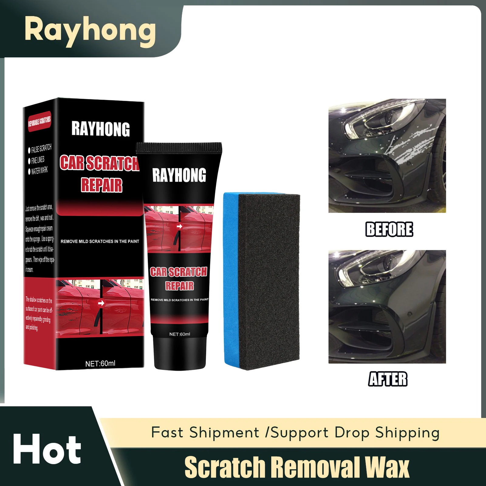 

Rayhong Car Scratch Polishing Wax Cleaning Auto Scratch Remover Repair Car Body Tools Anti Scratch Product Car Accessories 60ml