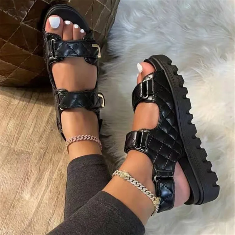 

Velcro Sandals Summer Large Size Platform Sandals Foreign Trade Women‘s Shoes Round Toe Small Fragrance Sandals