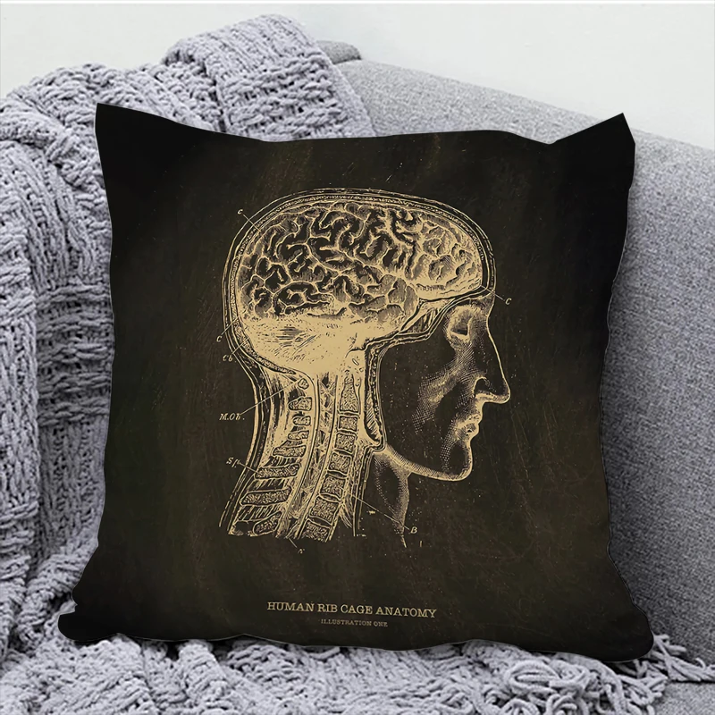 

Pillowcase Anatomical Skeleton Pillow Cases Decorative Cushions Cover for Sofa Fall Decor Pillowcases 50x50 Sleeping Pillows