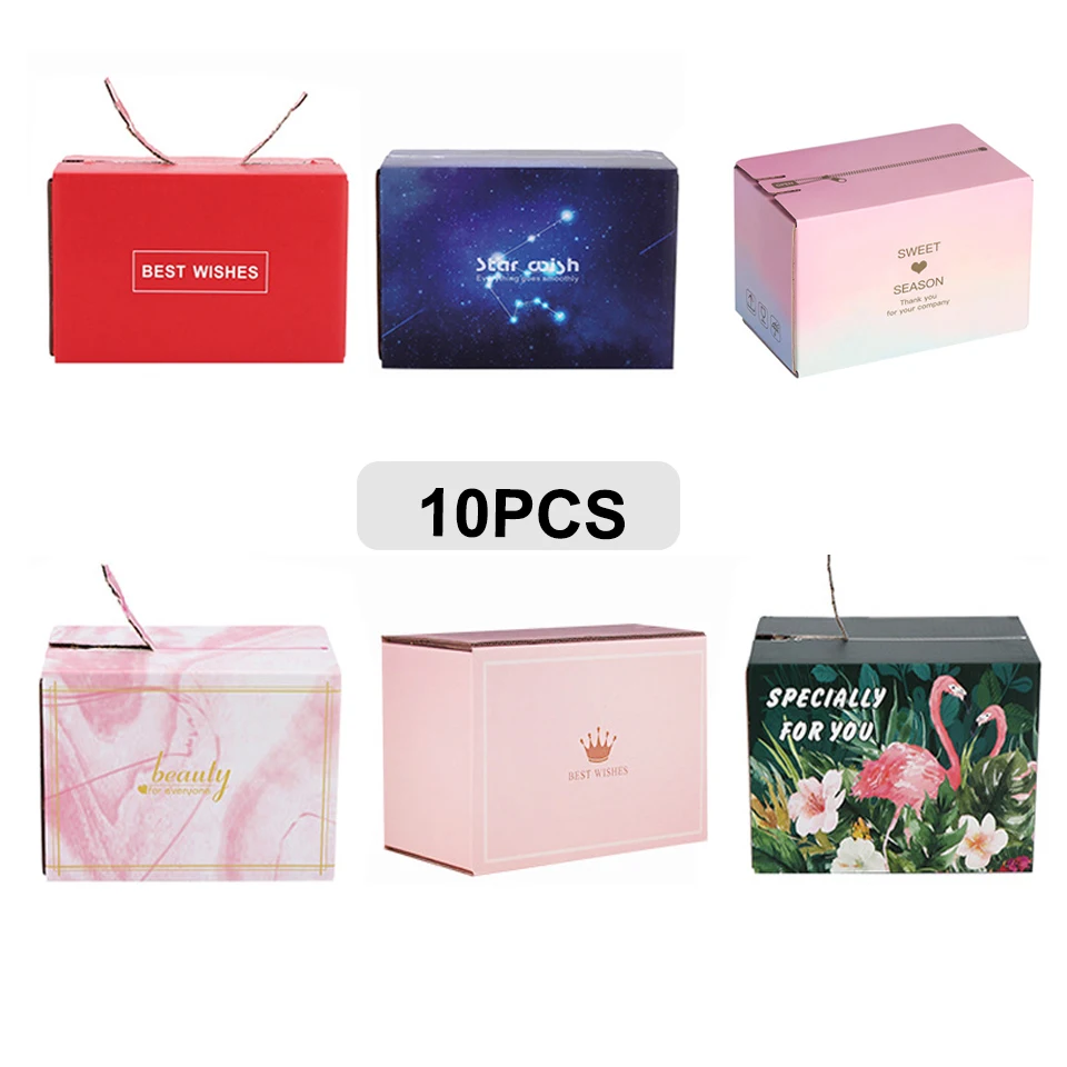 10Pcs Sturdy Express Kraft Box Square Folding Paper Box Mail Box Gift Packaging Boxes with Zipper for Business Zipper Carton