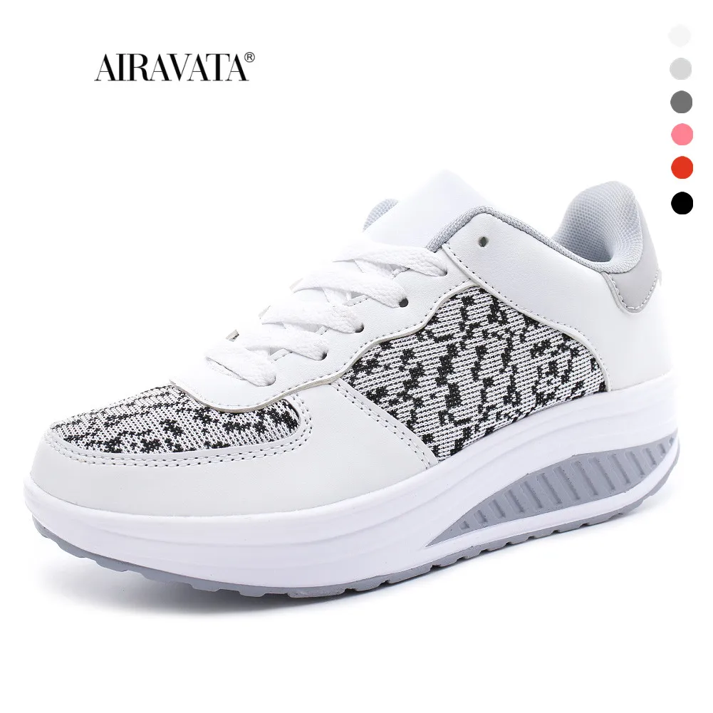 Shake Shoes for Women Platform Running Sneakers Thick Bottom Wedges Sneakers Lightweight Lace Up Platform  Increasing Height