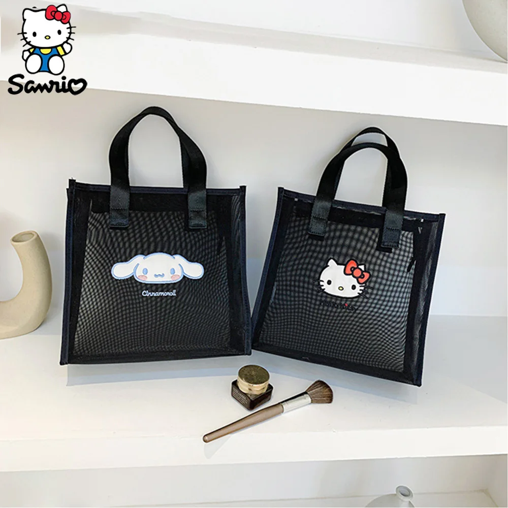 

Mesh Hollow Sanrio Bag Cinnamoroll Makeup Bag Catoon Kuromi Shoulder Bags Hello Kitty Handbag Backpack For Women Wash Bag Gifts
