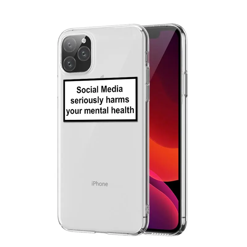 Clear Text Social Media Phone Case For iPhone 14 13 12 Pro Max Cases For iPhone SE 2020 7 8Plus 11 XS Pro Max XR Fundas Cover
