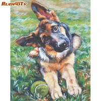 ruopoty 5d diy diamond painting dog full square drill diamond embroidery with frame mosaic animal rhinestones handmade gift