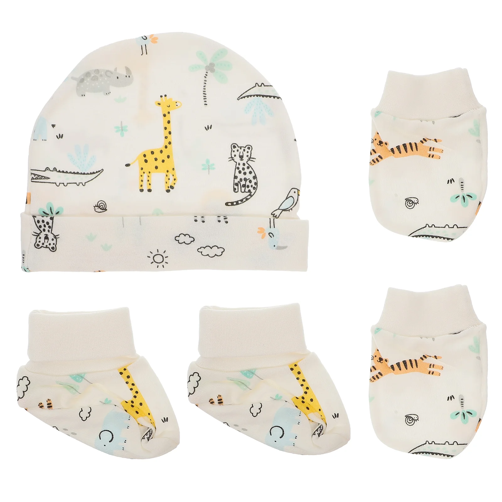 

Beanie Gloves Booties Adorable Foot Sleeve Anti-scratch Cotton Baby Hat Protective