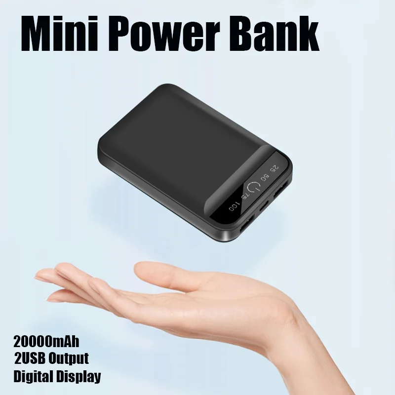 

Portable Power Bank 20000mAh Spare Battery 2USB Digital Display Auxiliary Battery Pack for Xiaomi iPhone