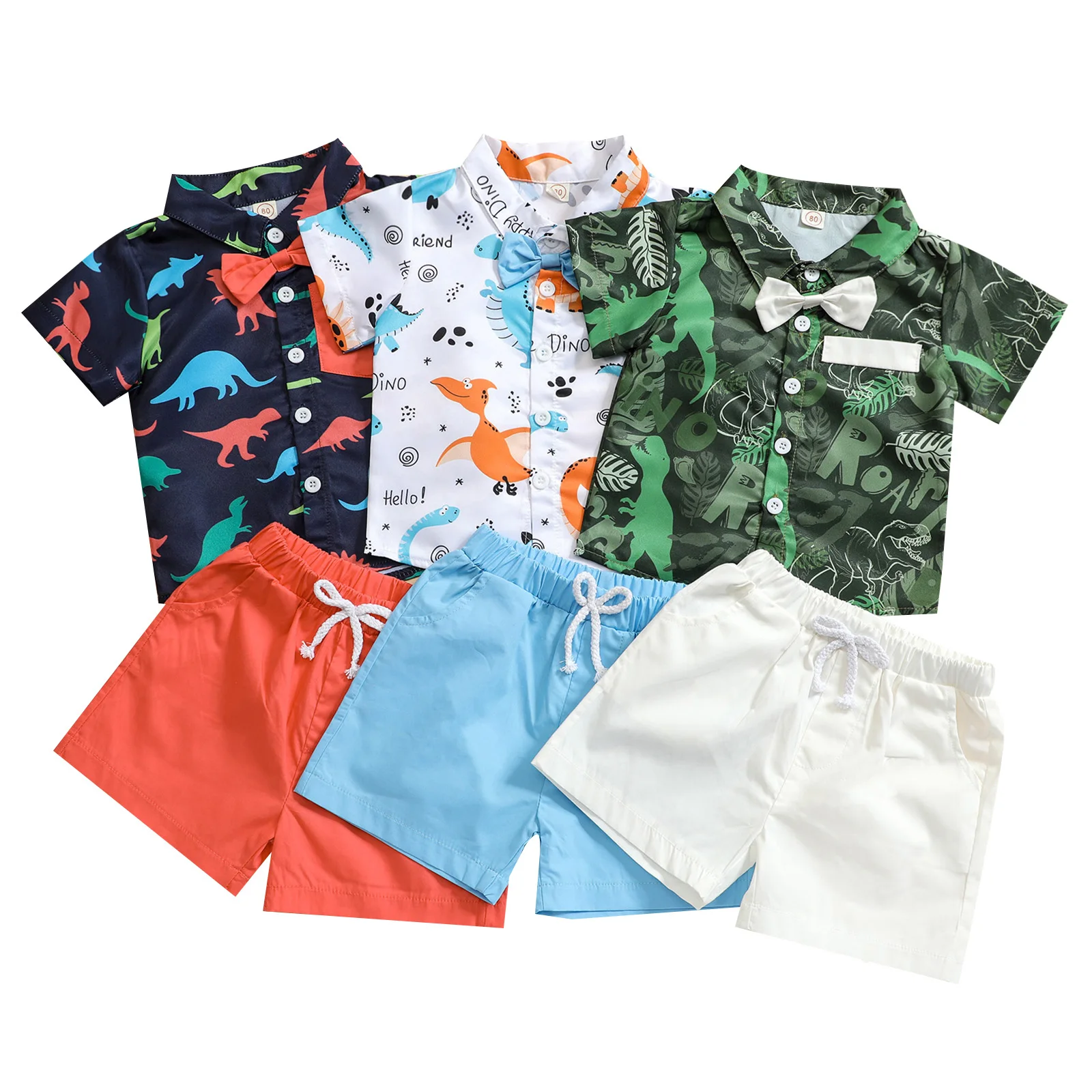 

6M-4Y Summer Newborn Infant Baby Boys Clothes Set Dinosaur Short Sleeve Shirt Shorts Suit Outfits