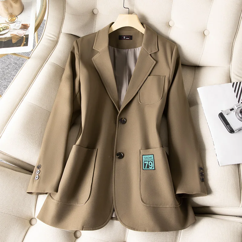 Autumn Winter Women Coffee Gray Formal Blazer Office Ladies Female Long Sleeve Single Breasted Business Work Wear Jacket Coat