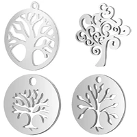 10pcslot stainless steel round plant tree of life diy connector charm wholesale jewelry making supplies pendants for necklaces