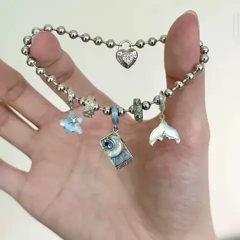 Женские браслеты из нержавеющей стали с подвесками звезда и луна