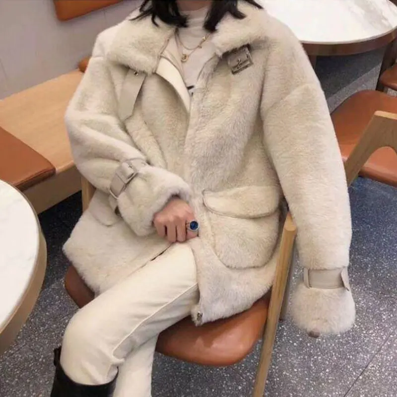 Faux Fur Coat Women 2022 Thick Winter Casual Jacket  Rabbit Fur Coats Warm Furry Loose Outwear Ladies Trendy Parka