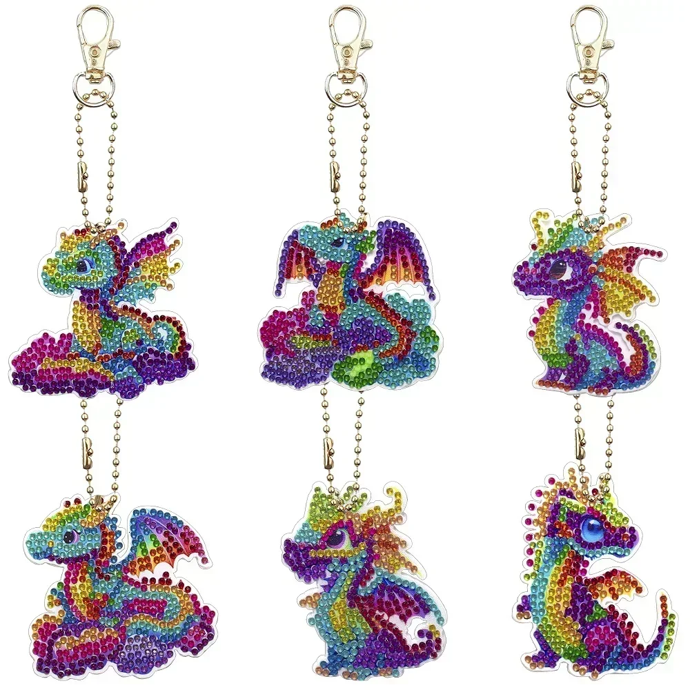 

6 шт., брелок для ключей «дракон»