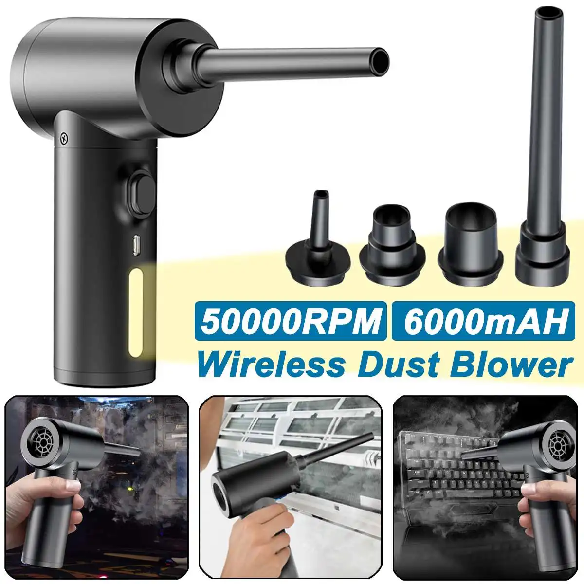 

50000RPM Electric Air Duster Cordless Dust Blower for Computer Keyboard Car Cleaning Replaces Compressed Air Can Vacuum Cleaner