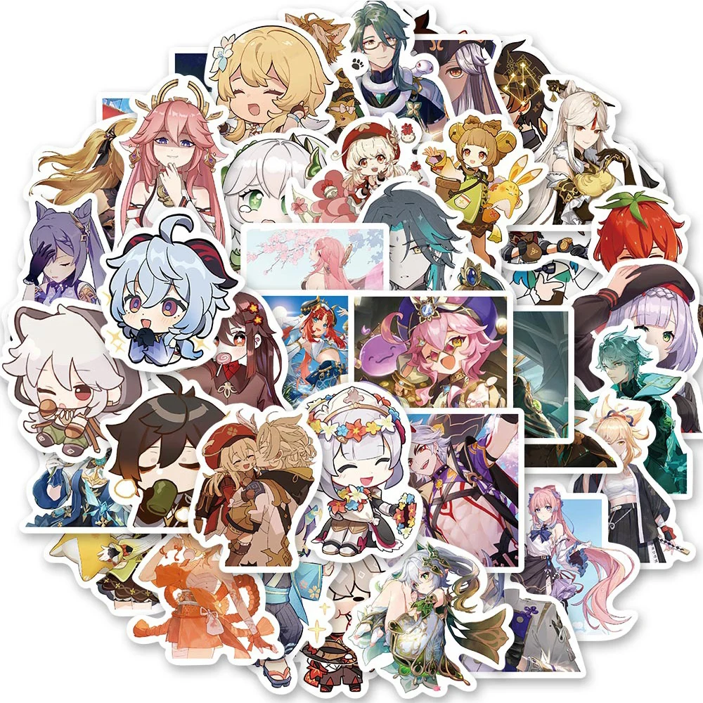

10/30/50pcs Game Genshin Impact Anime Stickers Kawaii Cartoon Decal DIY Laptop Phone Car Waterproof Sticker for Kids Toys Gift