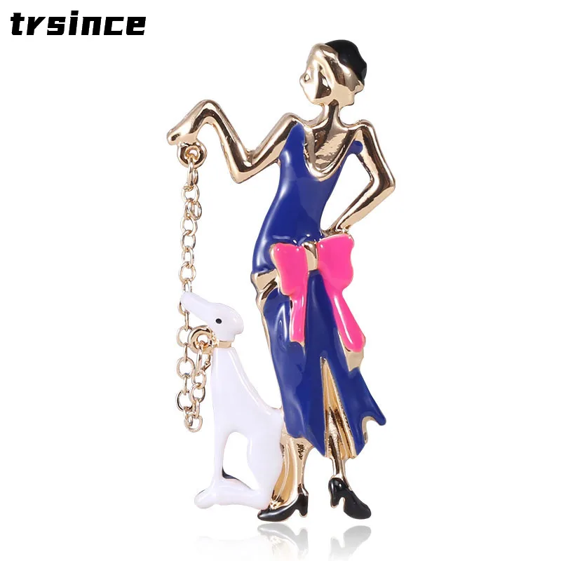 

European-style Poodle Shepherd Brooch Temperament Cartoon Retro Brooch Female Butterfly Girlfriends Couple Gift Metal Brooch