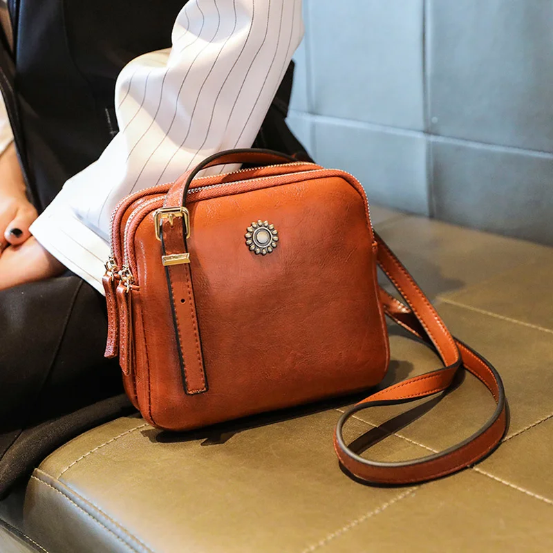 

Vintage Women's strap bag, single compartment square bag, designer handbag, 2021 series