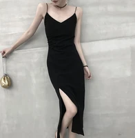 women summer sexy black spaghetti strap dress sleevess slim body base dress female korean solid color dresses party night club