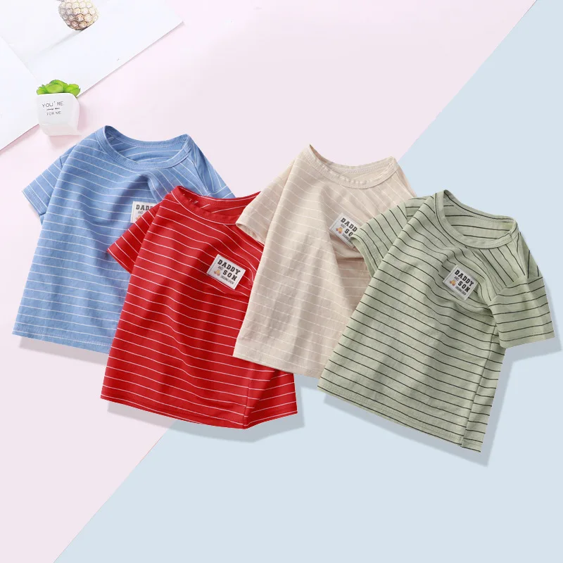 

Boys Stripe Shirt Camiseta Manga Corta Girls Vetement Enfant Fille Clothes Kids T-shirt Roupas Poleras Camisetas Koszulki Meskie