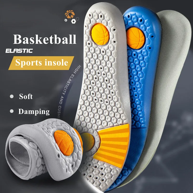 1Pair Basketball Sports Insoles Shock Absorption Sweat-absorbing  Breathable Air Cushion PU Soft Shoe Pads for Women Men Insole