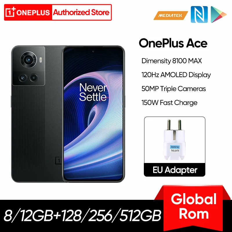 

Global ROM OnePlus Ace 5G Smartphone MTK Dimensity 8100 MAX 150W Fast Charging 120Hz AMOLED 50MP Camera Mobile Phones