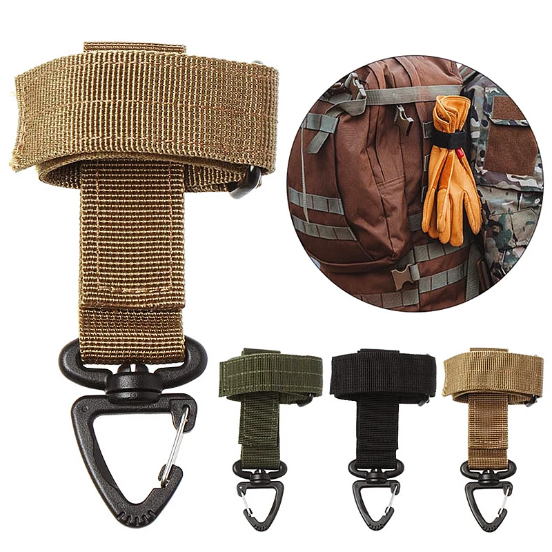 Outdoor Keychain Tactical Gear Clip Keeper Pouch Belt Keychain  Webbing Gloves Rope Holder Military Hook Nylon Webbing Keyring