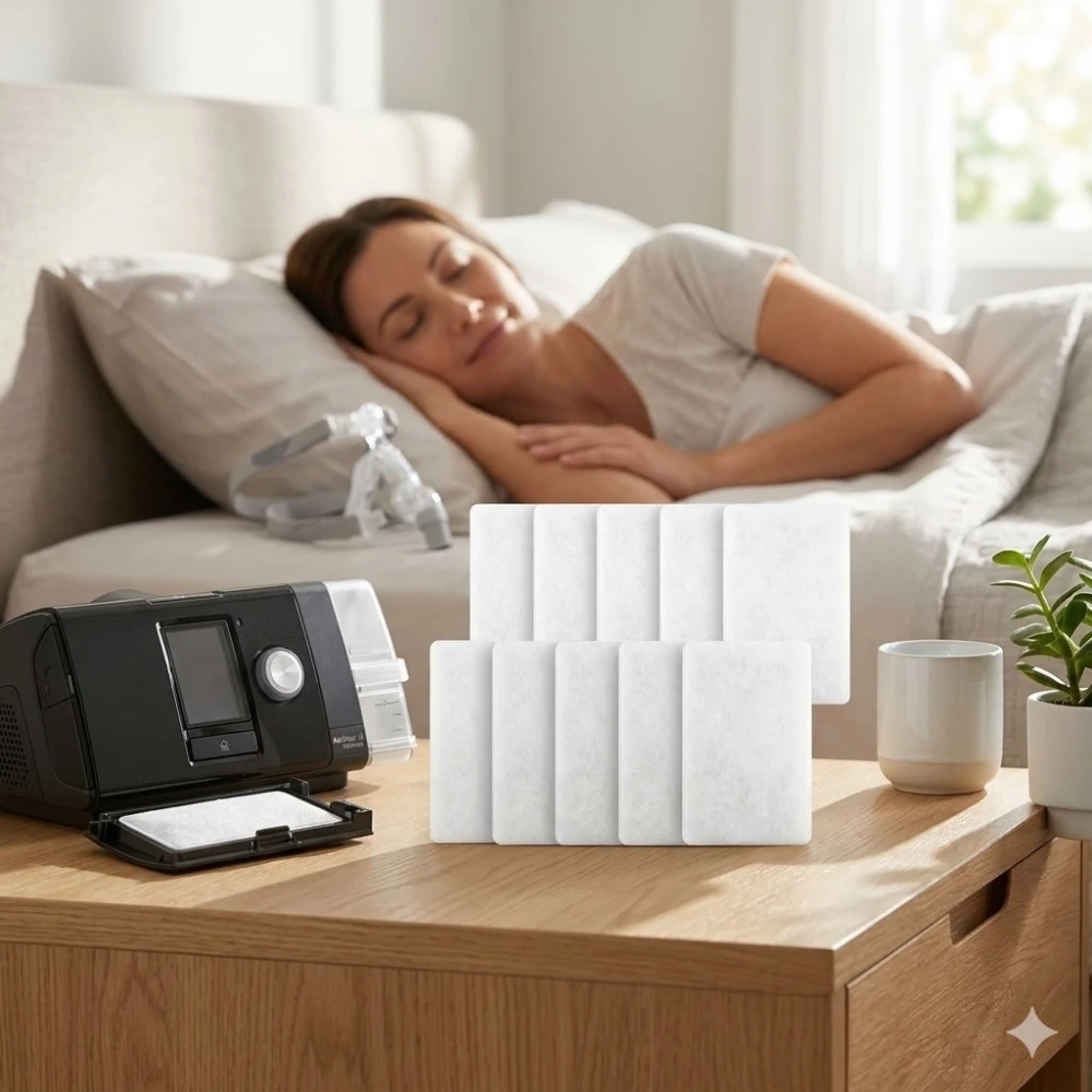 Фото Упаковка из 10-100 штук: Премиальные одноразовые пенные фильтры для CPAP-устройств серий AirSense 10 и AirCurve 10-Air Start для Respironics №1