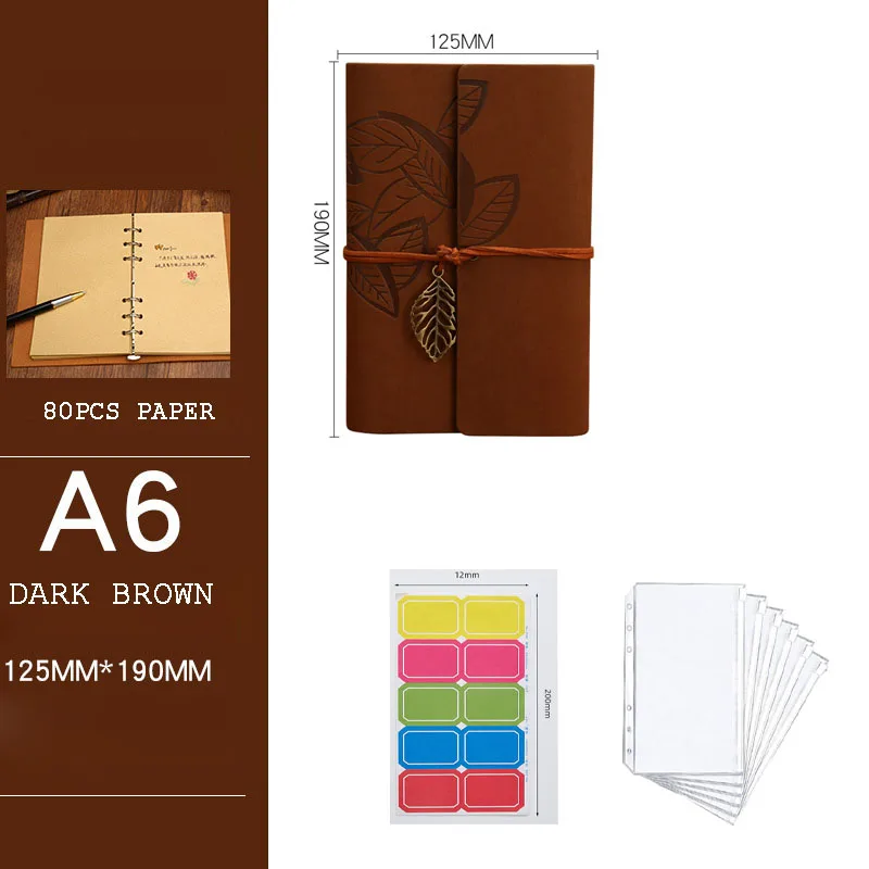 

A6 Pu New Fashion Cover Budget Binder 80Pcs Writing Paper 6pcs Zipper Pockets 1pc Lable Diary Agenda Planner Office Supplier