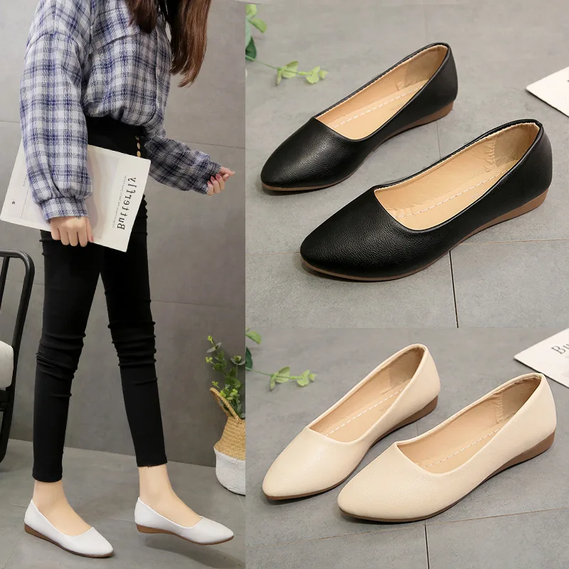 

Женские туфли без застежки, белые свадебные туфли на плоской подошве, с острым носком, балетки, топ-сайдеры, для весны, 2023