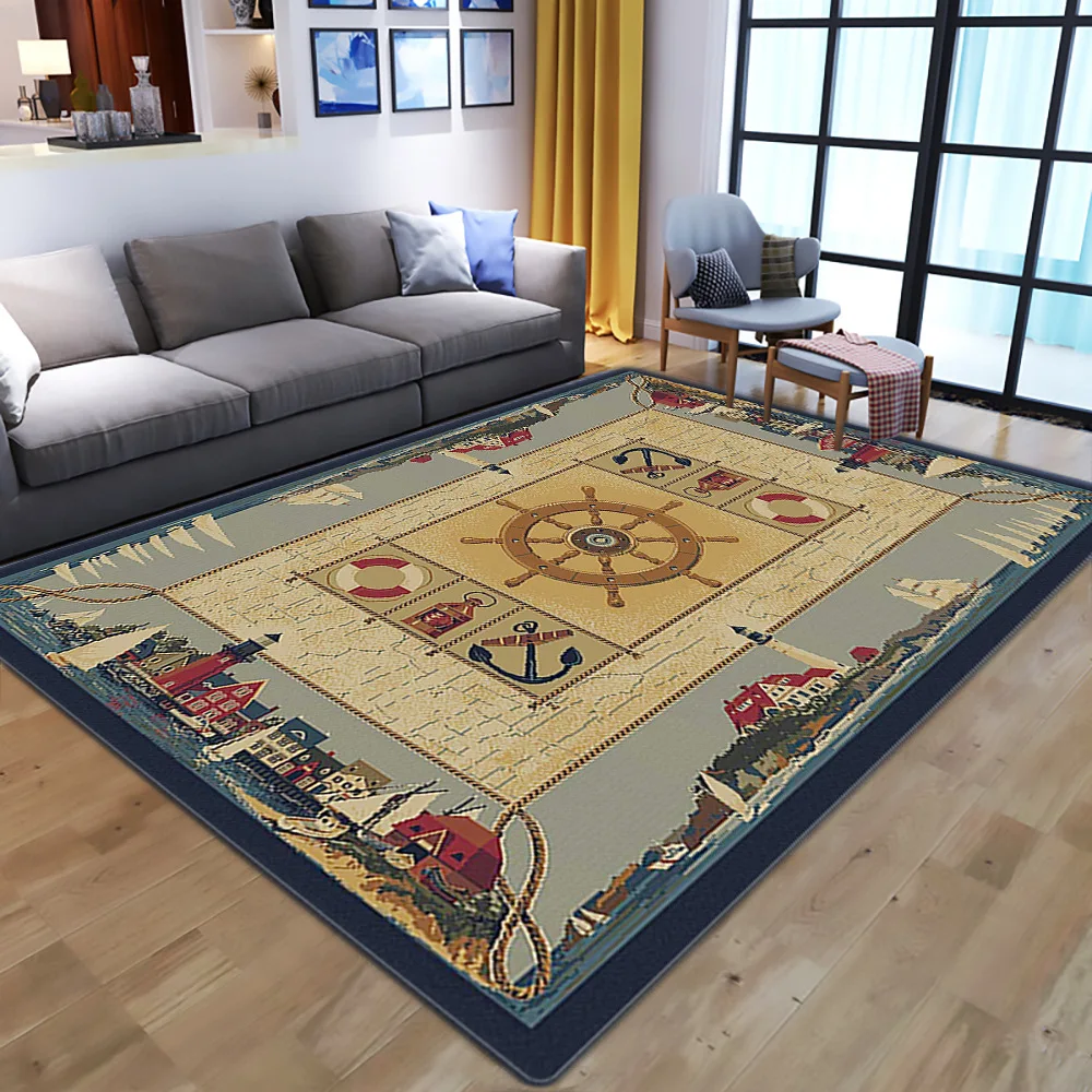 

Modern Cartoon Anchor Printing Carpet for Living Room Bedroom Decor Carpet Kids Room Play Rugs Hallway Balcony Non-slip Door Mat