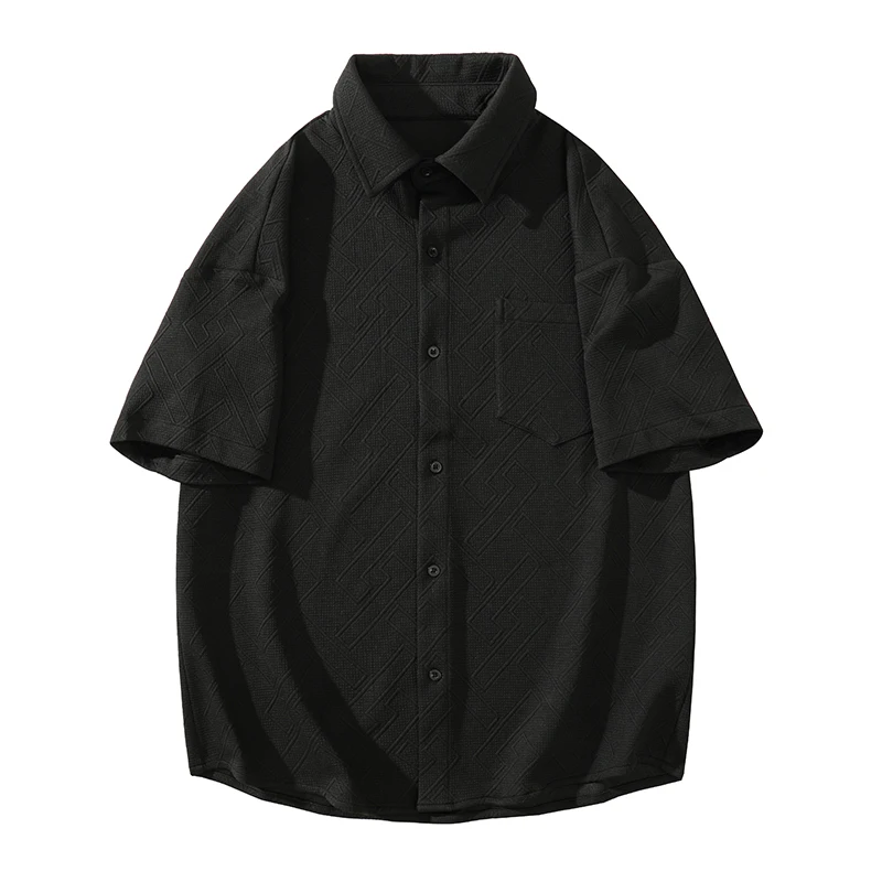 

Summer Mens Short-sleeved Shirts New Retro Senior Sense of Korean Short-sleeved Shirts Male Large Size Casual Loose Shirt Men